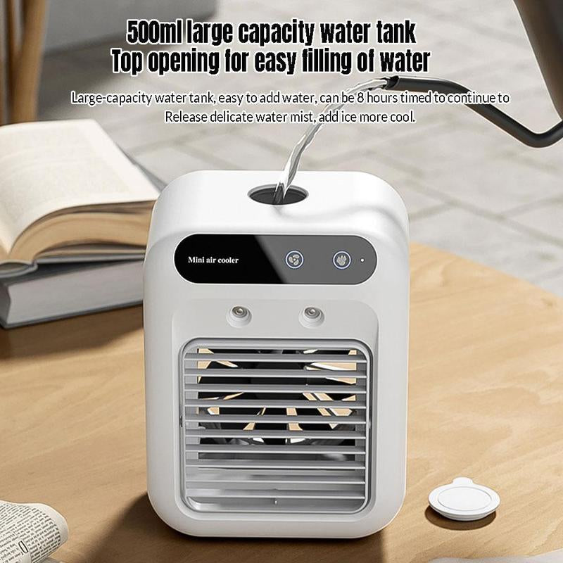 Mini Air Cooler for All Scenes – Instant Cooling, Quiet & Portable,Portable Air Conditioner 3-In-1 – 2-Speed Mist Fan, 1800Mah Batter