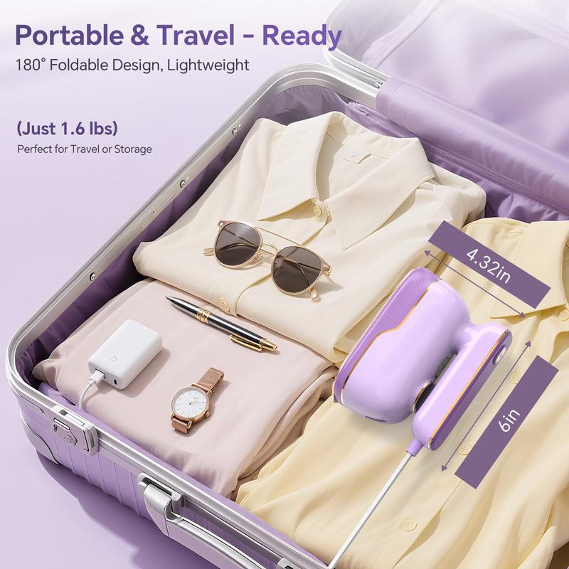 JZOOM Travel Steamer Iron for Clothes, Portable 2-In-1 Steam Iron, 6 Smart Modes, 180° Rotatable Handle, 15S Fast Heat-Up, 20Min Continuous Steam, Mini Steamer for Clothes Travel Size for Home & Trips