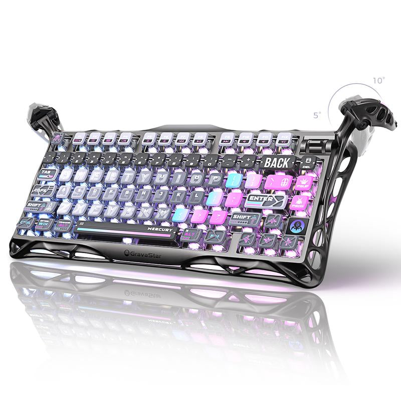 Gravastar Mercury K1 Pro 75% Wireless Mechanical Gaming Keyboard, Gasket Compact Custom Keyboard Hot-Swap Socket, Linear Switches, with RGB Backlit & Frame