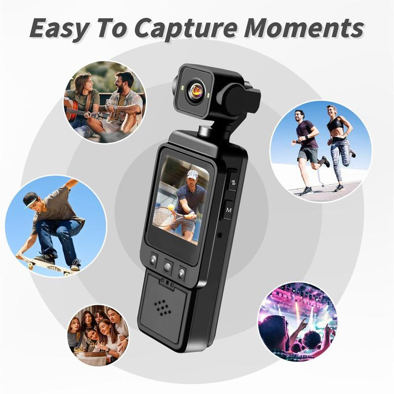 1080P Pocket Action Camera, 360° Rotatable Lens & 1.54-Inch Screen, Wearable Vlogging Camera, Wireless Wifi Body Camera, Video Blog, Sport DV, Streaming Camera, Selfie Video Camera