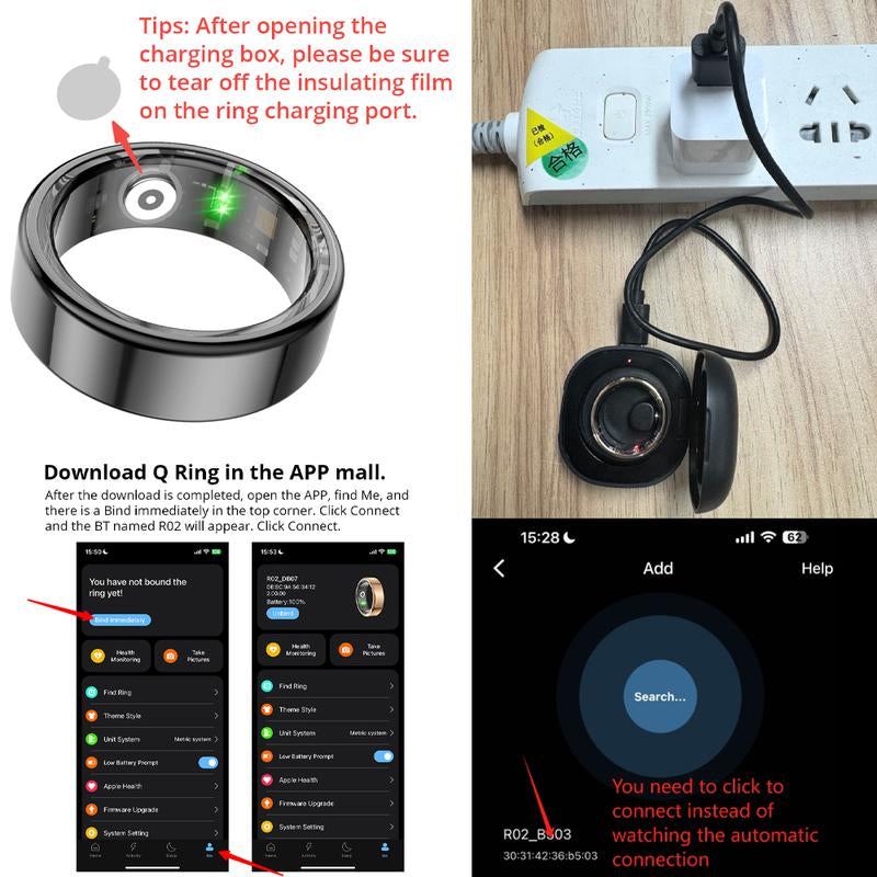 COLMI R02 Stainless Steel Smart Ring, 1 Count , Waterproof Long Battery Life Smart Fashionable Ring for Women Gift, Digital, Cyber, Wireless