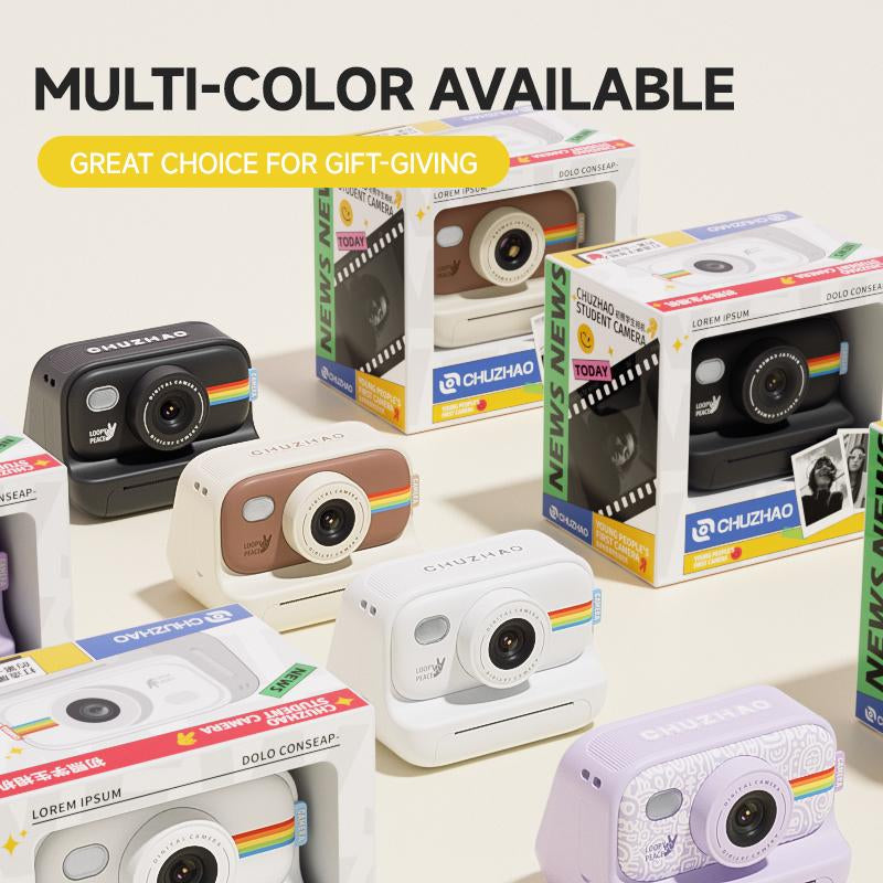 Instant Camera with 3 Print Paper, 2.0 Inch LCD Screen Digital Camera, Rechargeable 1080P Pocket Thermal Camera, Birthday Gift for Boys & Girls Kids , Portable Camera, Lens Camera
