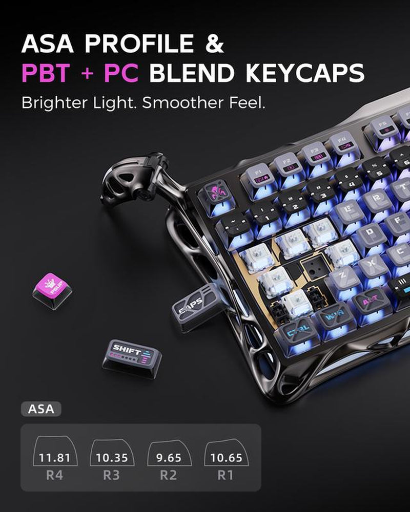 Gravastar Mercury K1 Pro 75% Wireless Mechanical Gaming Keyboard, Gasket Compact Custom Keyboard Hot-Swap Socket, Linear Switches, with RGB Backlit & Frame