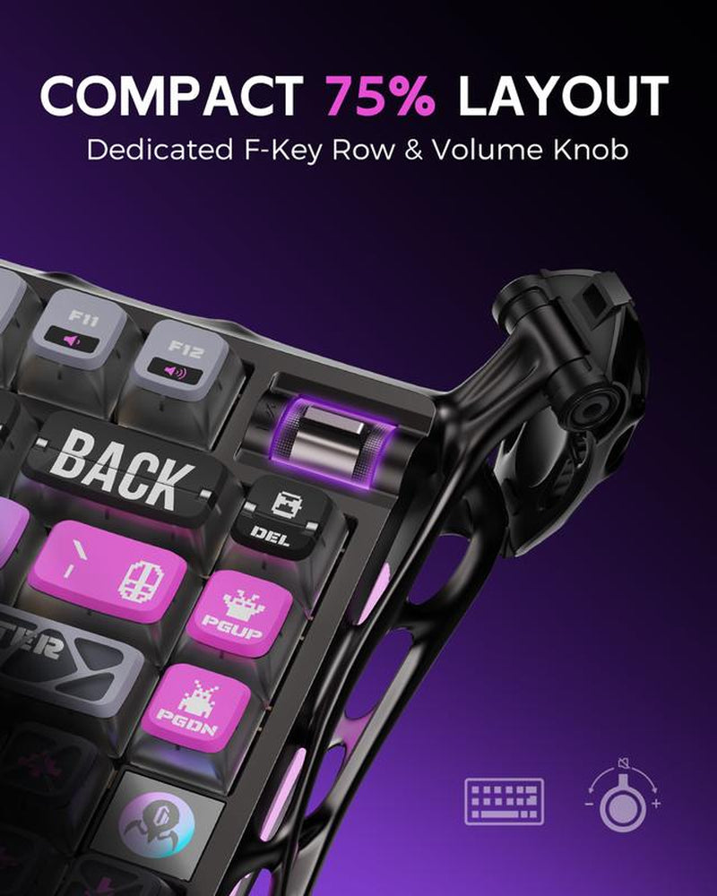 Gravastar Mercury K1 Pro 75% Wireless Mechanical Gaming Keyboard, Gasket Compact Custom Keyboard Hot-Swap Socket, Linear Switches, with RGB Backlit & Frame