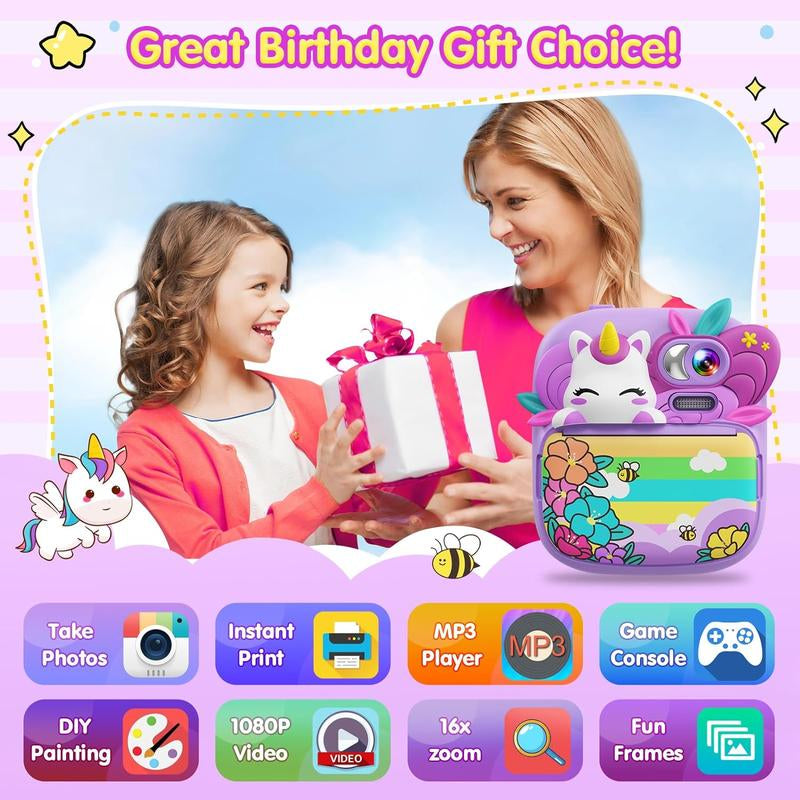 Kids Camera Instant Print, Camera for Kids with Printable Photos, Camera Toys for Children, Digital Camera Birthday Gifts for Girls Instant Print