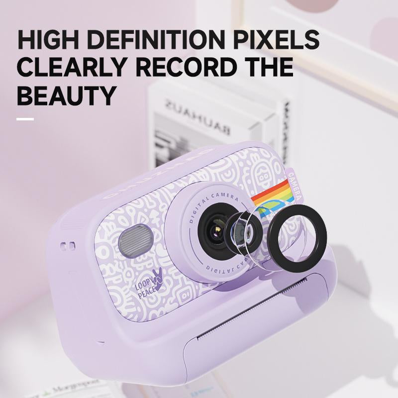 Instant Camera with 3 Print Paper, 2.0 Inch LCD Screen Digital Camera, Rechargeable 1080P Pocket Thermal Camera, Birthday Gift for Boys & Girls Kids , Portable Camera, Lens Camera