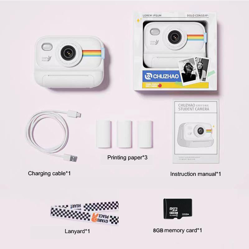 Instant Camera with 3 Print Paper, 2.0 Inch LCD Screen Digital Camera, Rechargeable 1080P Pocket Thermal Camera, Birthday Gift for Boys & Girls Kids , Portable Camera, Lens Camera