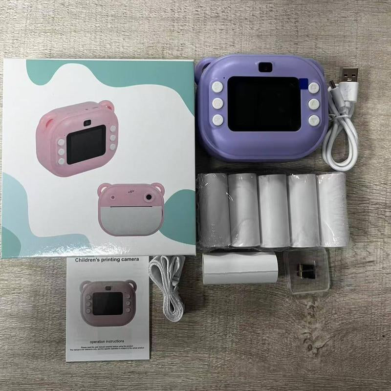 Multifunctional 1080P HD Dual Camera Instant Print Camera, Rechargeable Video Selfie Toy Camera with 32G Storage Card & Print Paper, Birthday Gift, Portable Camera, Mini Digital Camera