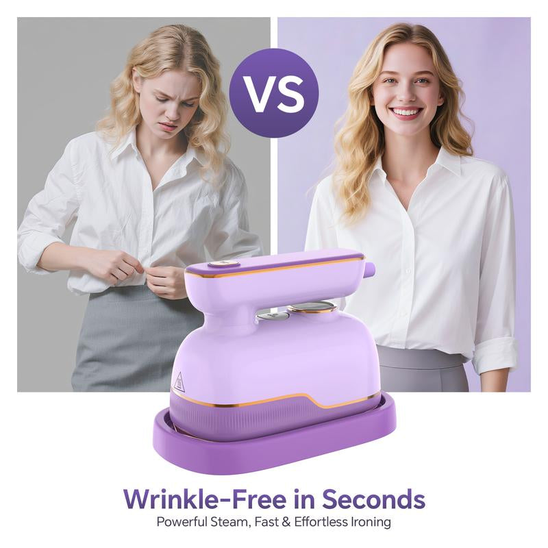 JZOOM Travel Steamer Iron for Clothes, Portable 2-In-1 Steam Iron, 6 Smart Modes, 180° Rotatable Handle, 15S Fast Heat-Up, 20Min Continuous Steam, Mini Steamer for Clothes Travel Size for Home & Trips