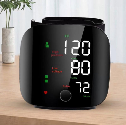 Wrist Blood Pressure Monitor, Rechargeable Monitors for Home Use with Digital Large Display, Voice Broadcast, Blood Pressure Machine, Carrying Case Irregular Heartbeat