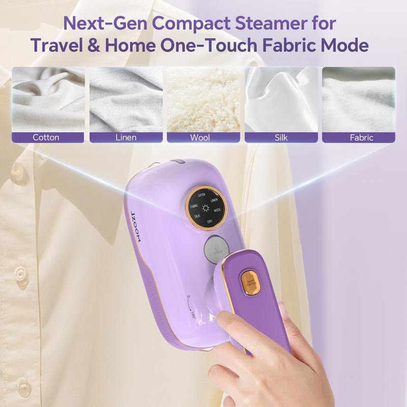 JZOOM Travel Steamer Iron for Clothes, Portable 2-In-1 Steam Iron, 6 Smart Modes, 180° Rotatable Handle, 15S Fast Heat-Up, 20Min Continuous Steam, Mini Steamer for Clothes Travel Size for Home & Trips