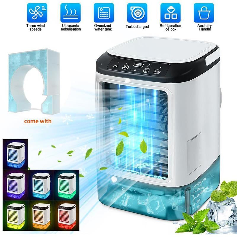 Mini Air Cooler for All Scenes – Instant Cooling, Quiet & Portable,Portable Air Conditioner 3-In-1 – 2-Speed Mist Fan, 1800Mah Batter
