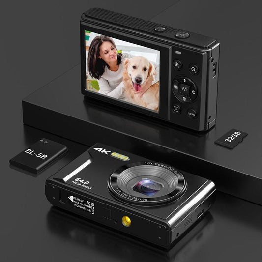 4K Digital Camera, 1Pc 64MP Auto Focus Digital Cameras, Compact & Portable Camera, Gifts for Boyfriend, Camera for Stunning Photos, Pocket Camera, Black, Rechargeable, Screen, Mini, Traveling Gadgets, Beginner Digital Camera, Vlogging Camera