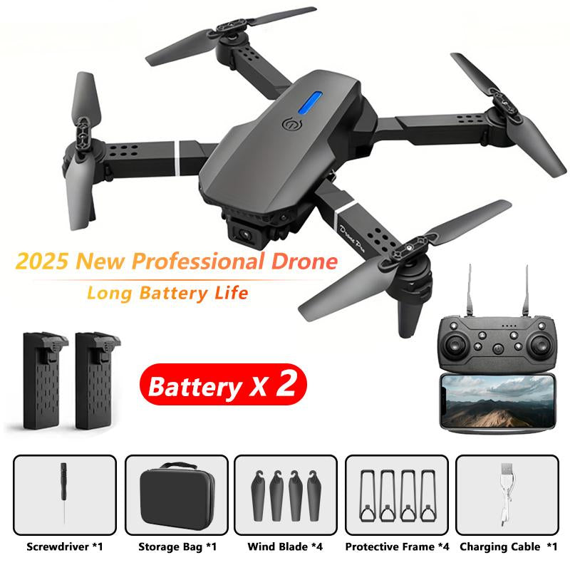 E88 Foldable Remote Control Quadcopter Drone, Suitable for Beginners, Toy Drone, Optional Dual Batteries, Carrying Case, One-Button Start, Waypoint Flight, 360° Flip