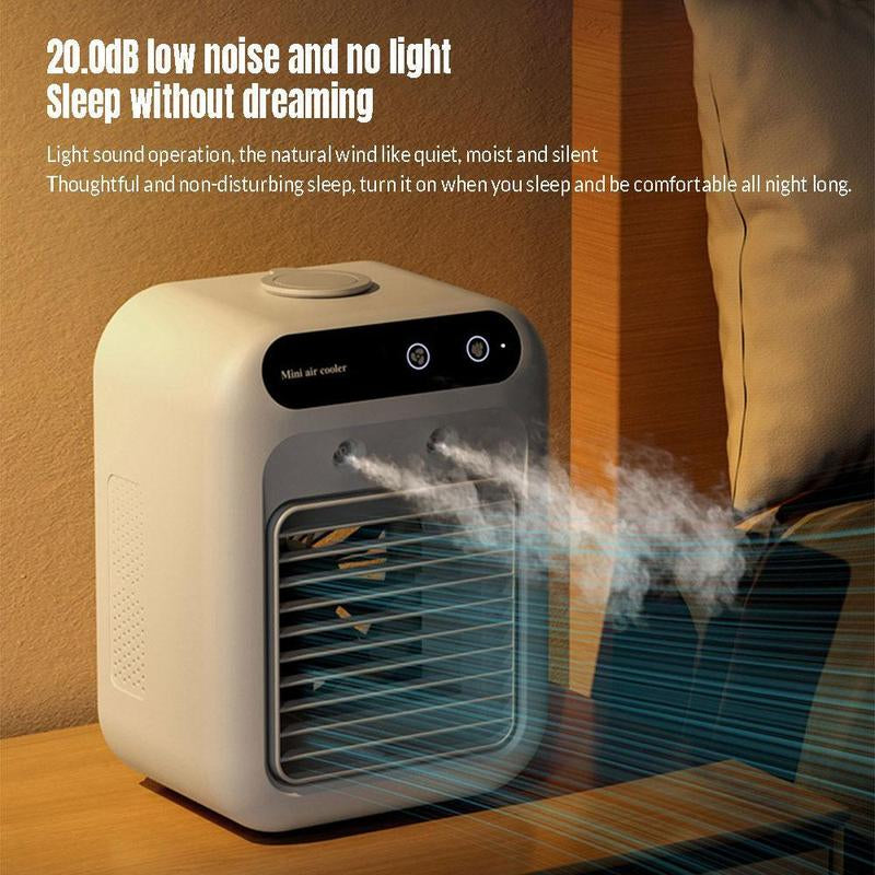 Mini Air Cooler for All Scenes – Instant Cooling, Quiet & Portable,Portable Air Conditioner 3-In-1 – 2-Speed Mist Fan, 1800Mah Batter