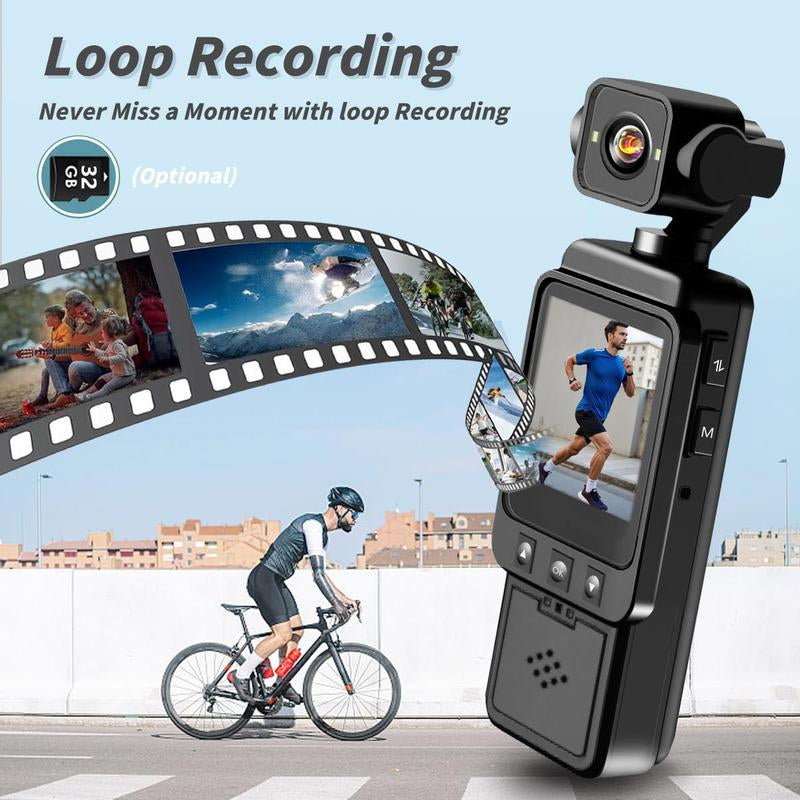 1080P Pocket Action Camera, 360° Rotatable Lens & 1.54-Inch Screen, Wearable Vlogging Camera, Wireless Wifi Body Camera, Video Blog, Sport DV, Streaming Camera, Selfie Video Camera