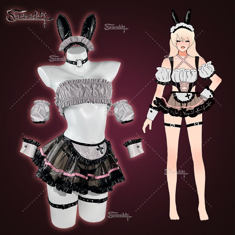 KORURACLUB Bar Maiden Maid Costume Black Premium Pu Cosplay Lingerie Bar Maiden Maid Lingerie