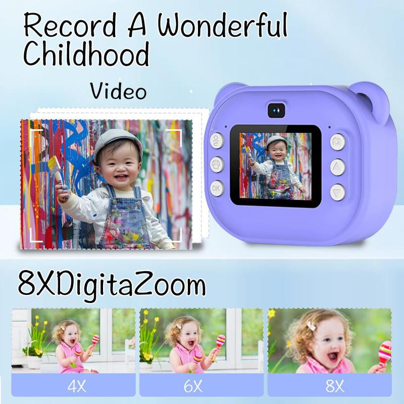 Multifunctional 1080P HD Dual Camera Instant Print Camera, Rechargeable Video Selfie Toy Camera with 32G Storage Card & Print Paper, Birthday Gift, Portable Camera, Mini Digital Camera