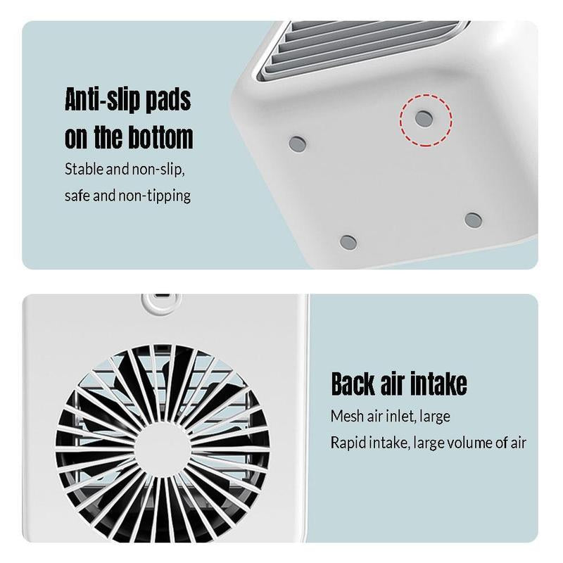 Mini Air Cooler for All Scenes – Instant Cooling, Quiet & Portable,Portable Air Conditioner 3-In-1 – 2-Speed Mist Fan, 1800Mah Batter