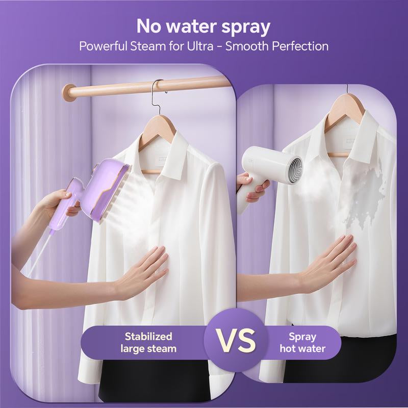 JZOOM Travel Steamer Iron for Clothes, Portable 2-In-1 Steam Iron, 6 Smart Modes, 180° Rotatable Handle, 15S Fast Heat-Up, 20Min Continuous Steam, Mini Steamer for Clothes Travel Size for Home & Trips