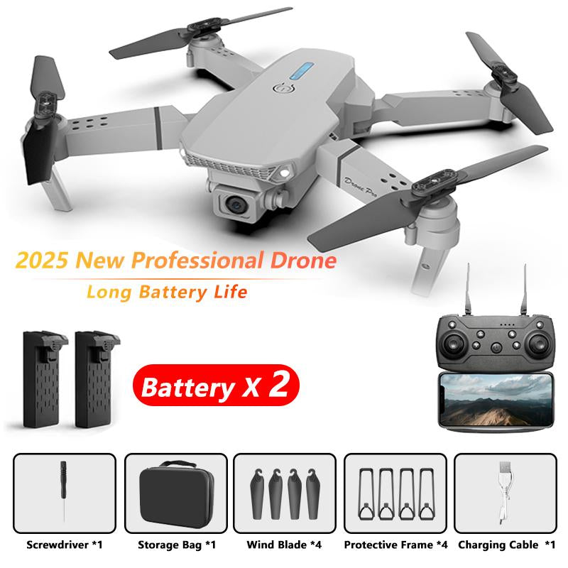 E88 Foldable Remote Control Quadcopter Drone, Suitable for Beginners, Toy Drone, Optional Dual Batteries, Carrying Case, One-Button Start, Waypoint Flight, 360° Flip