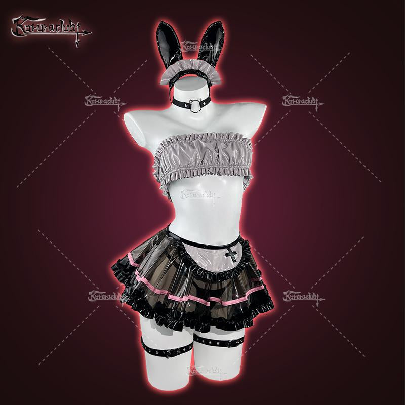KORURACLUB Bar Maiden Maid Costume Black Premium Pu Cosplay Lingerie Bar Maiden Maid Lingerie