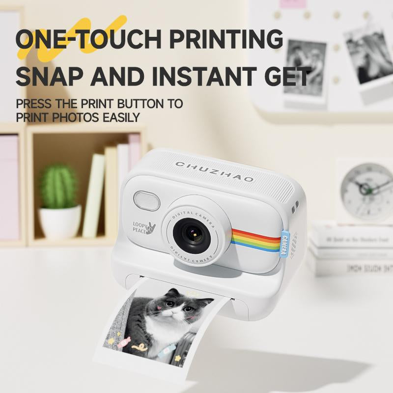 Instant Camera with 3 Print Paper, 2.0 Inch LCD Screen Digital Camera, Rechargeable 1080P Pocket Thermal Camera, Birthday Gift for Boys & Girls Kids , Portable Camera, Lens Camera