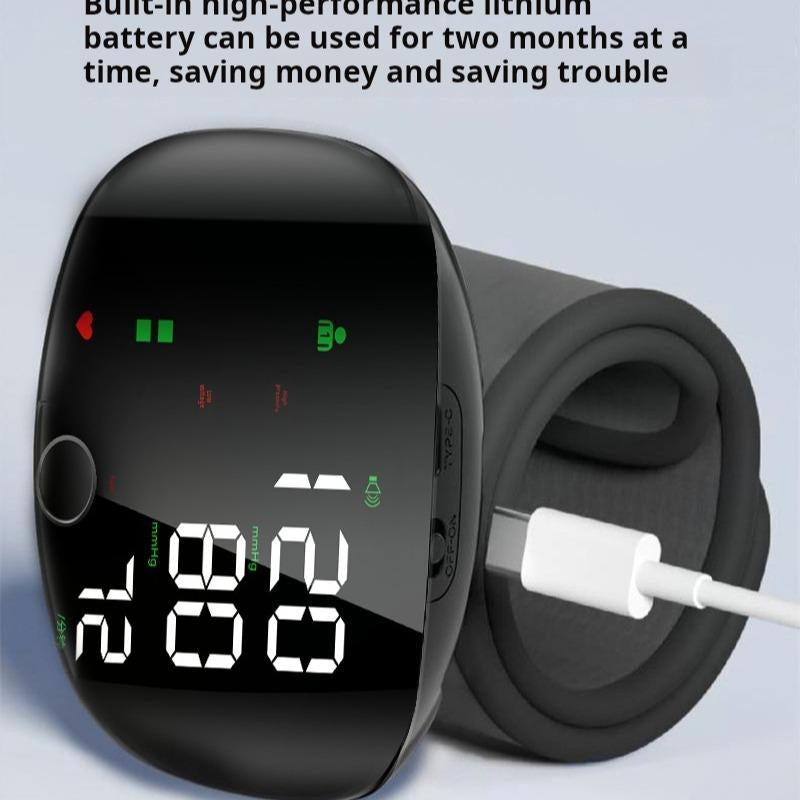 Wrist Blood Pressure Monitor, Rechargeable Monitors for Home Use with Digital Large Display, Voice Broadcast, Blood Pressure Machine, Carrying Case Irregular Heartbeat