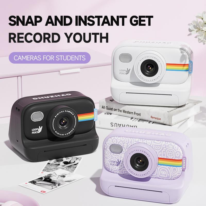 Instant Camera with 3 Print Paper, 2.0 Inch LCD Screen Digital Camera, Rechargeable 1080P Pocket Thermal Camera, Birthday Gift for Boys & Girls Kids , Portable Camera, Lens Camera