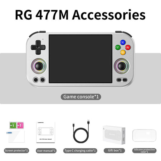 ANBERNIC RG 477M Retro Handheld Game Console 4.7 Inch LTPS In-Cell Touch Screen Portable Video Game Console Aluminum Alloy CNC Android 14 5300Mah RG477M