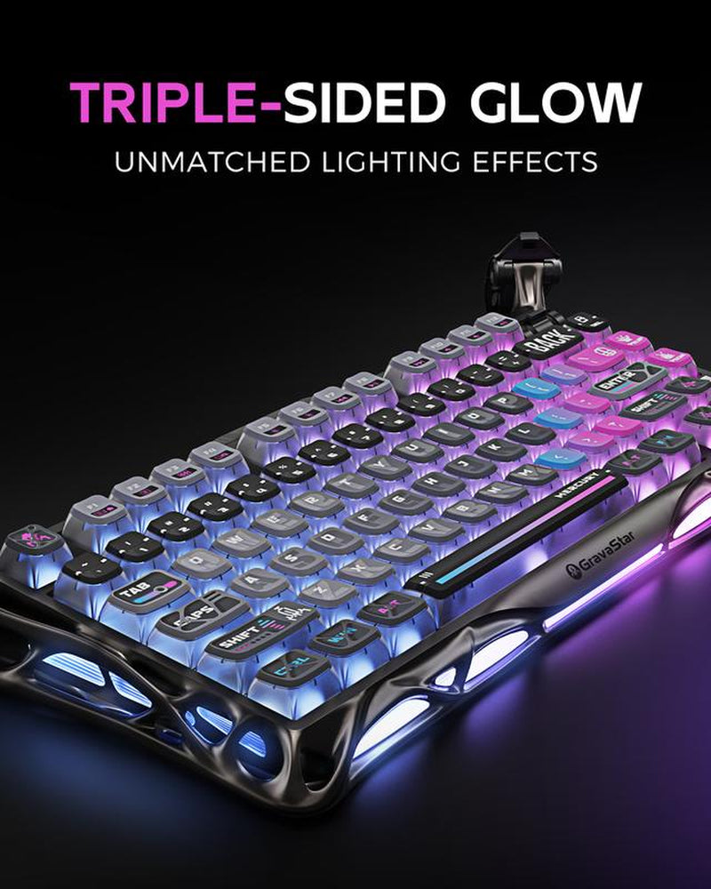 Gravastar Mercury K1 Pro 75% Wireless Mechanical Gaming Keyboard, Gasket Compact Custom Keyboard Hot-Swap Socket, Linear Switches, with RGB Backlit & Frame