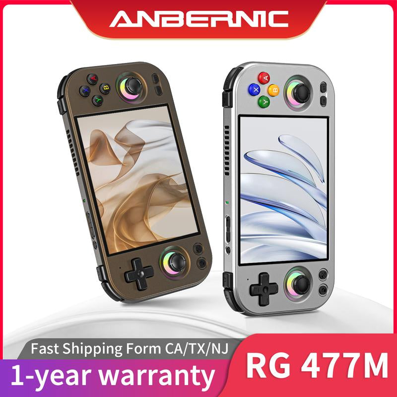 ANBERNIC RG 477M Retro Handheld Game Console 4.7 Inch LTPS In-Cell Touch Screen Portable Video Game Console Aluminum Alloy CNC Android 14 5300Mah RG477M