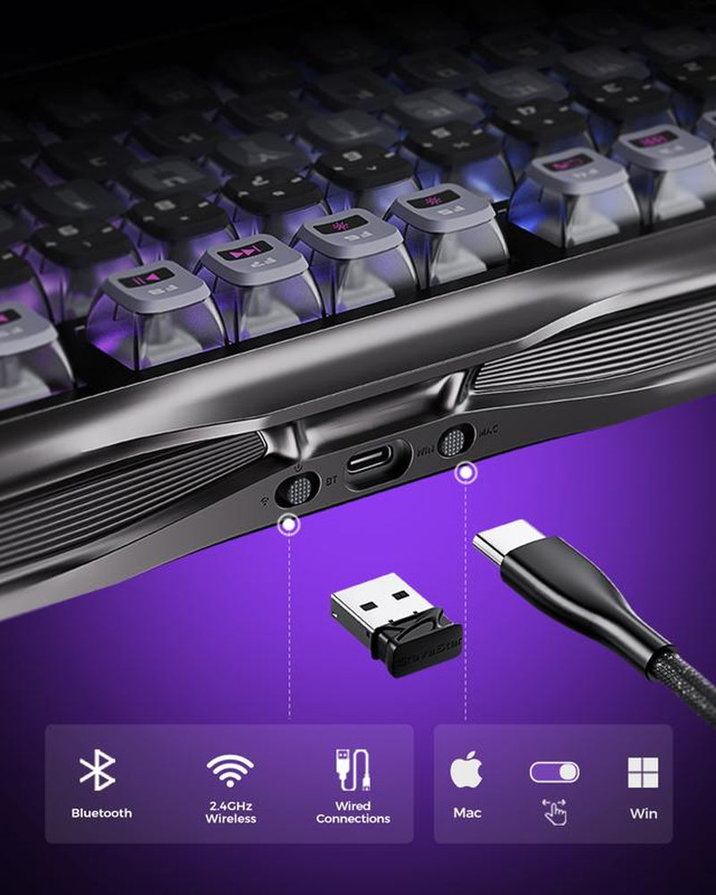 Gravastar Mercury K1 Pro 75% Wireless Mechanical Gaming Keyboard, Gasket Compact Custom Keyboard Hot-Swap Socket, Linear Switches, with RGB Backlit & Frame