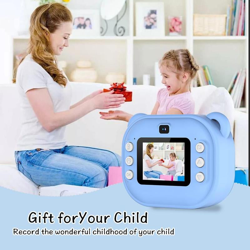 Multifunctional 1080P HD Dual Camera Instant Print Camera, Rechargeable Video Selfie Toy Camera with 32G Storage Card & Print Paper, Birthday Gift, Portable Camera, Mini Digital Camera